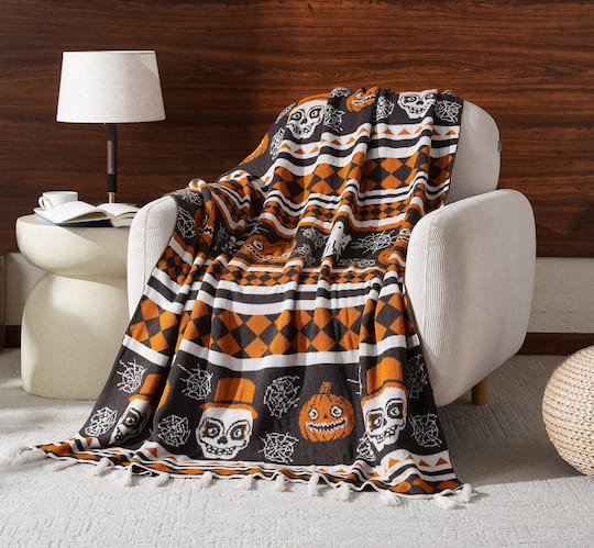 50" x 60" Jack-O'-Lantern, Ghost & Skeleton Throw Blanket by Ashland®